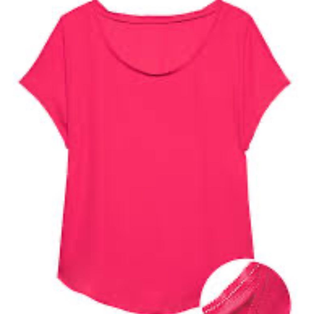 BANANA REPUBLIC SOLID PICOT-TRIM TOP HOT PINK S